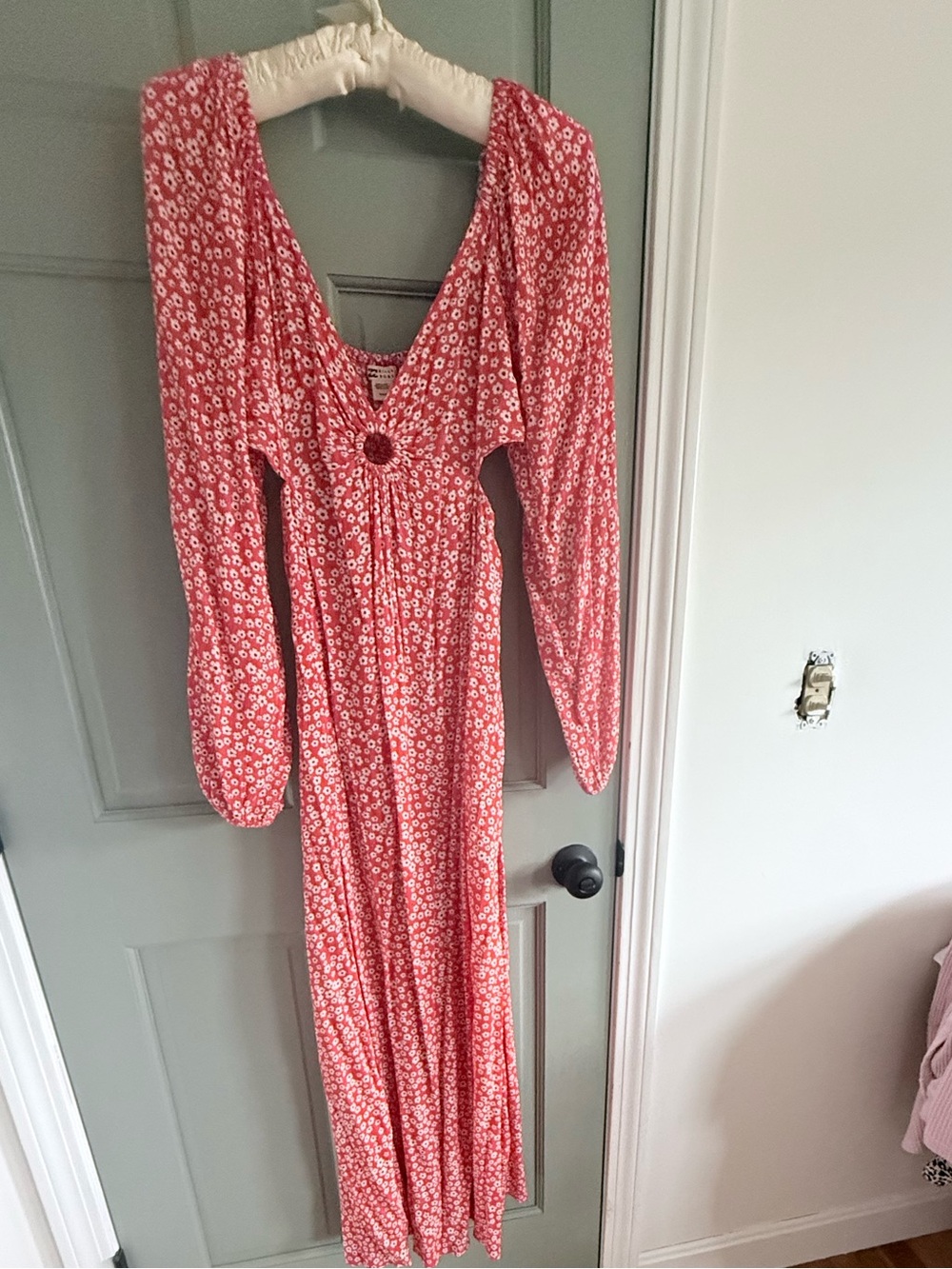 Women's Floral Long Sleeve Maxi Dress - Pink